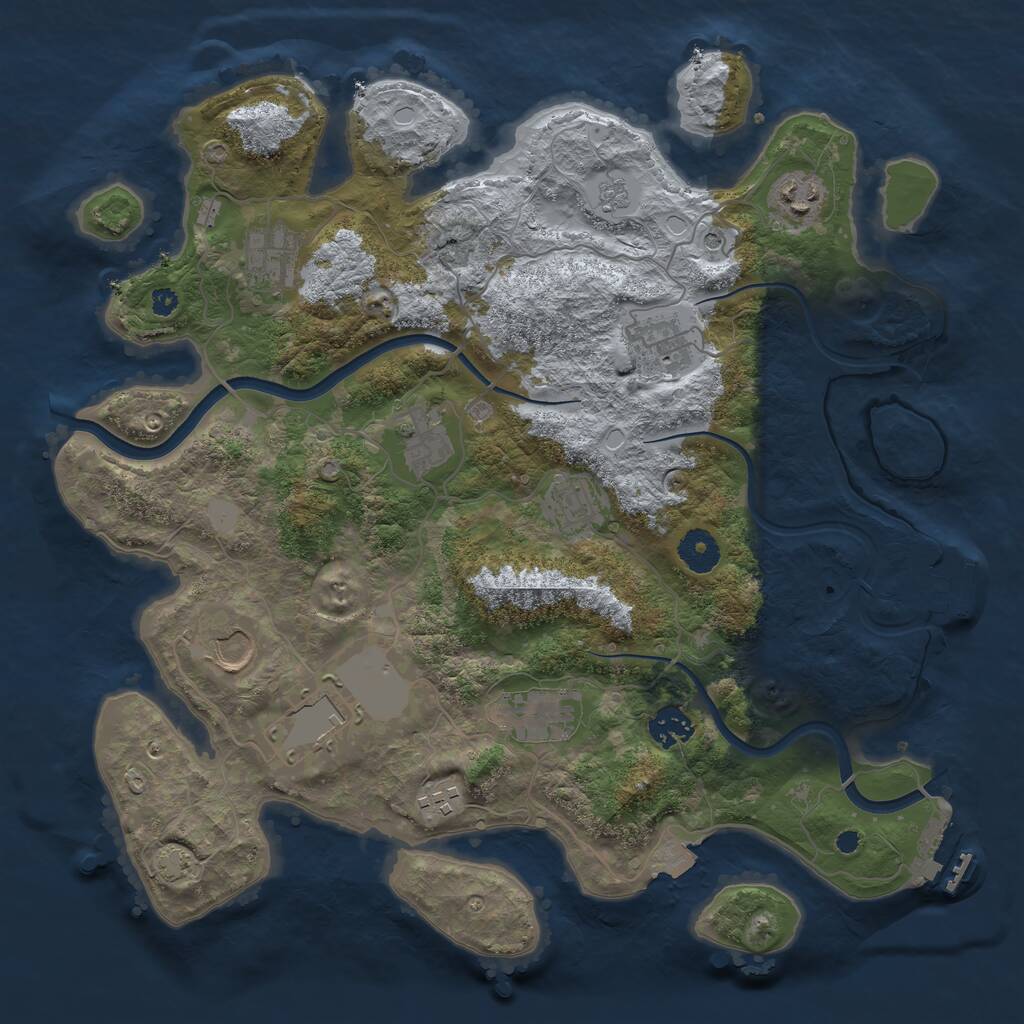 Rust Map: Procedural Map, Size: 3700, Seed: 310042771, 16 Monuments