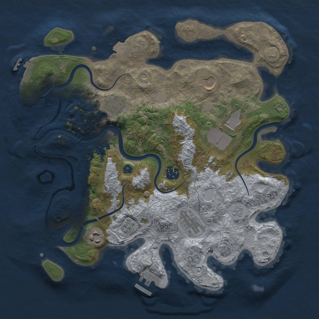 Rust Map: Procedural Map, Size: 3500, Seed: 7951365, 13 Monuments
