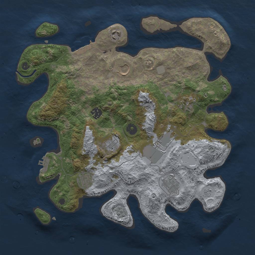 Rust Map: Procedural Map, Size: 3500, Seed: 7951365, 18 Monuments