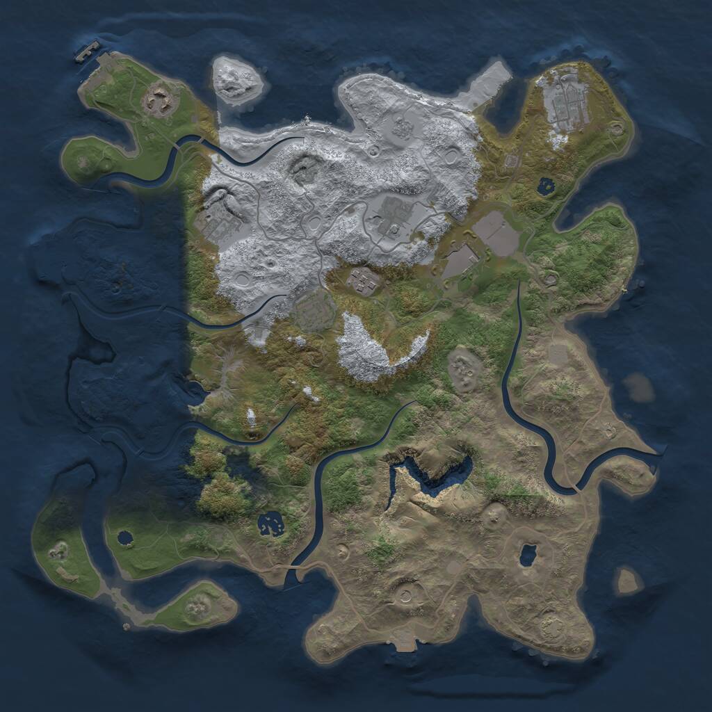 Rust Map: Procedural Map, Size: 4000, Seed: 280151155, 14 Monuments
