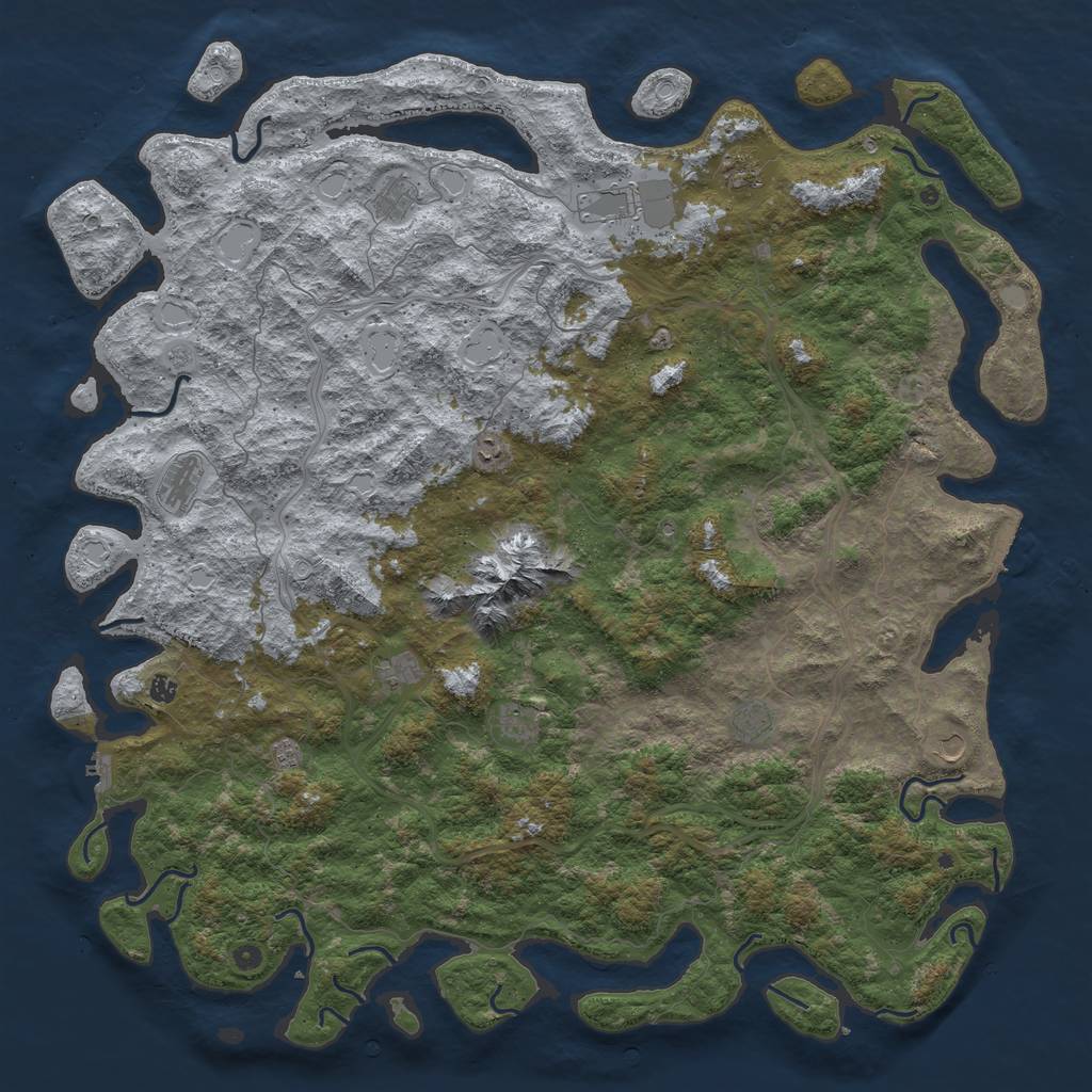 Rust Map: Procedural Map, Size: 6000, Seed: 595920006, 18 Monuments