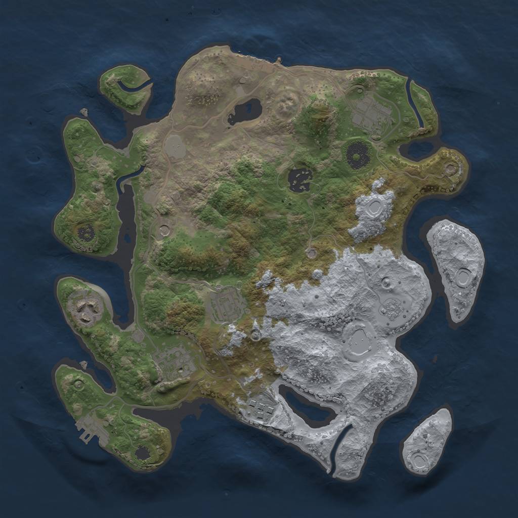 Rust Map: Procedural Map, Size: 3072, Seed: 2004544541, 15 Monuments