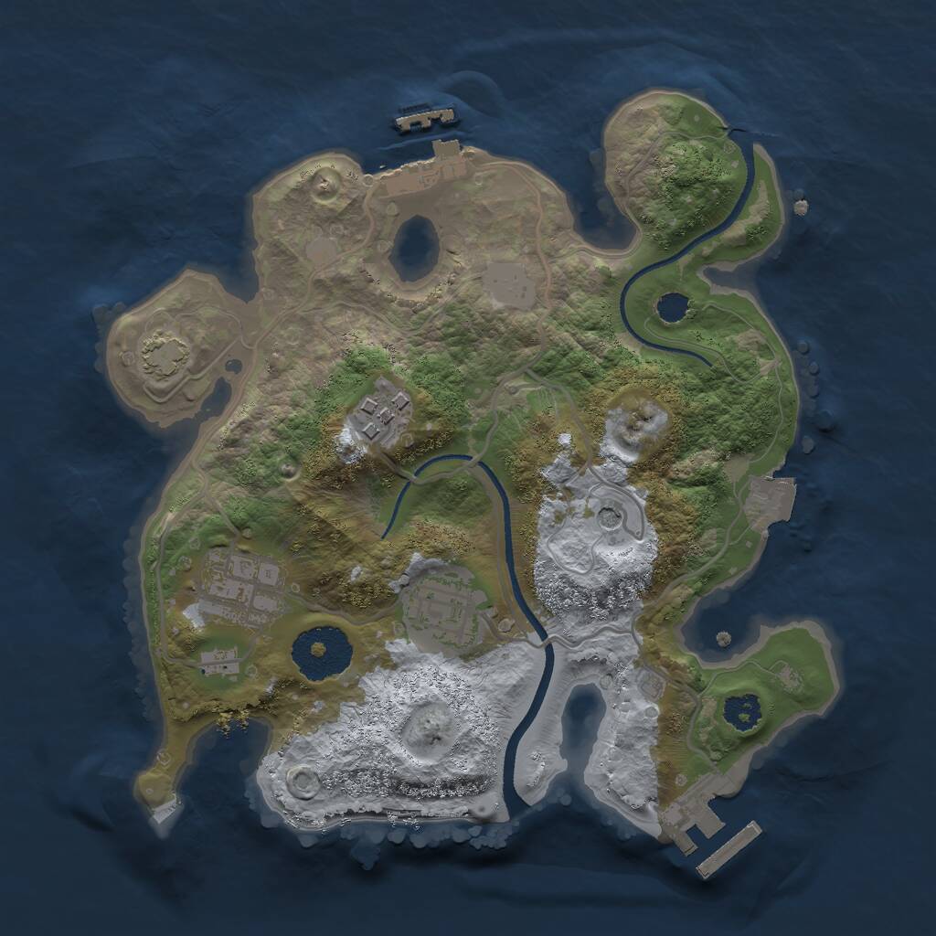Rust Map: Procedural Map, Size: 2500, Seed: 1024307265, 8 Monuments