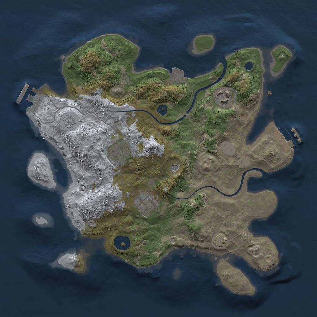 Rust Map: Procedural Map, Size: 3000, Seed: 784553848, 9 Monuments