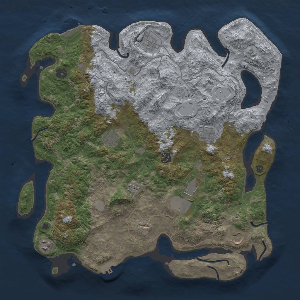 Rust Map: Procedural Map, Size: 4000, Seed: 569202, 17 Monuments