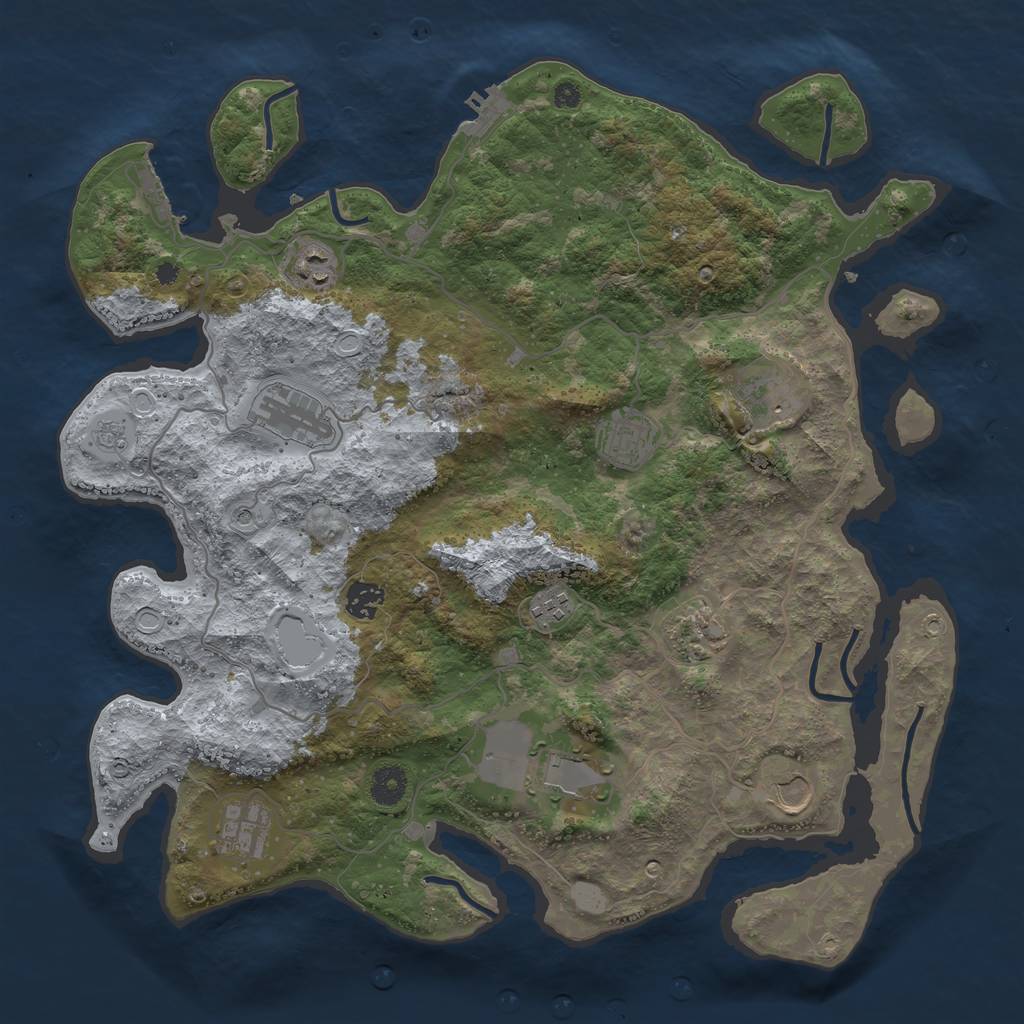 Rust Map: Procedural Map, Size: 4000, Seed: 9128, 19 Monuments
