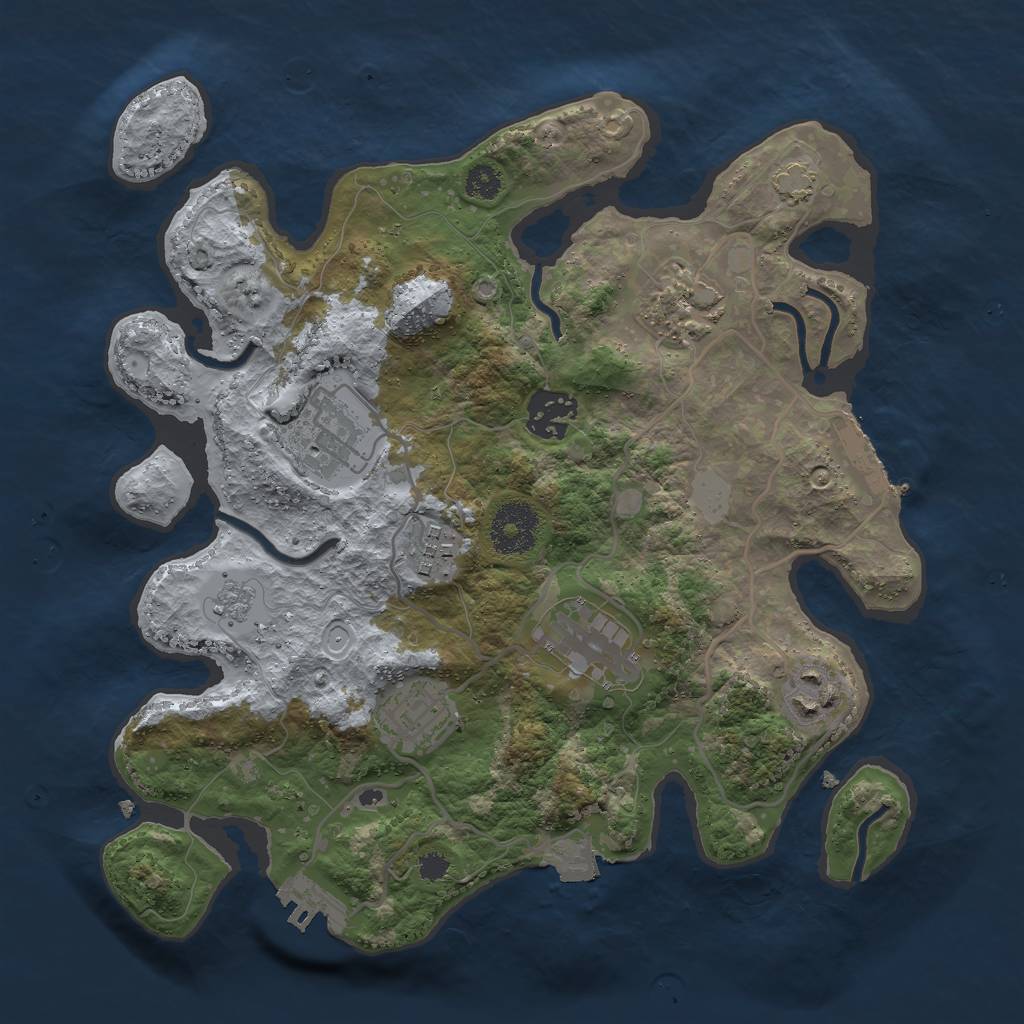 Rust Map: Procedural Map, Size: 3000, Seed: 737635, 14 Monuments