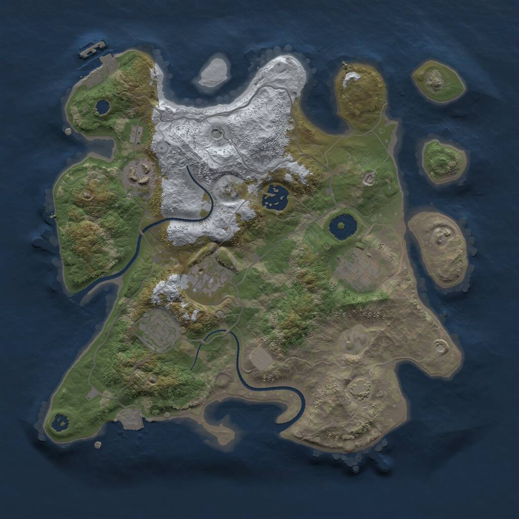 Rust Map: Procedural Map, Size: 3000, Seed: 47358, 9 Monuments