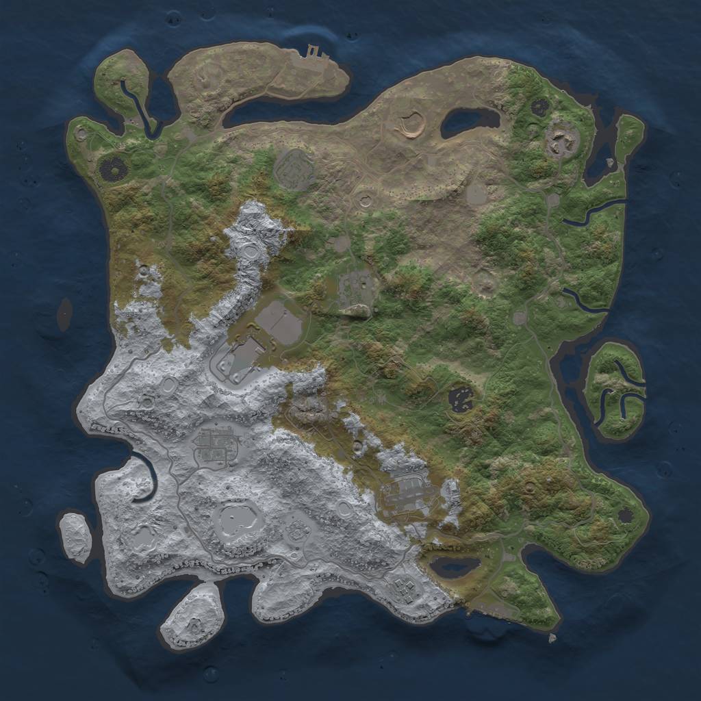 Rust Map: Procedural Map, Size: 4000, Seed: 1005, 18 Monuments