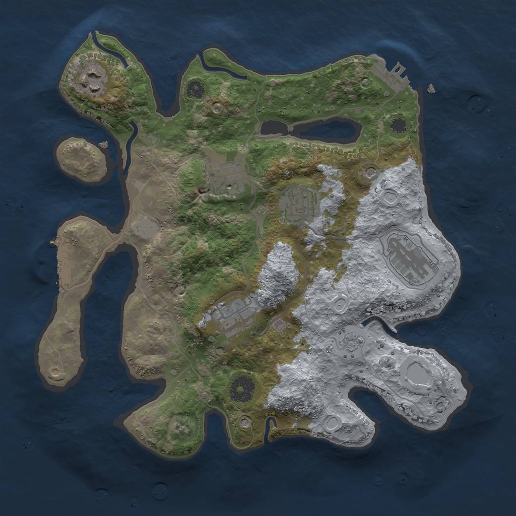 Rust Map: Procedural Map, Size: 3000, Seed: 757534477, 14 Monuments