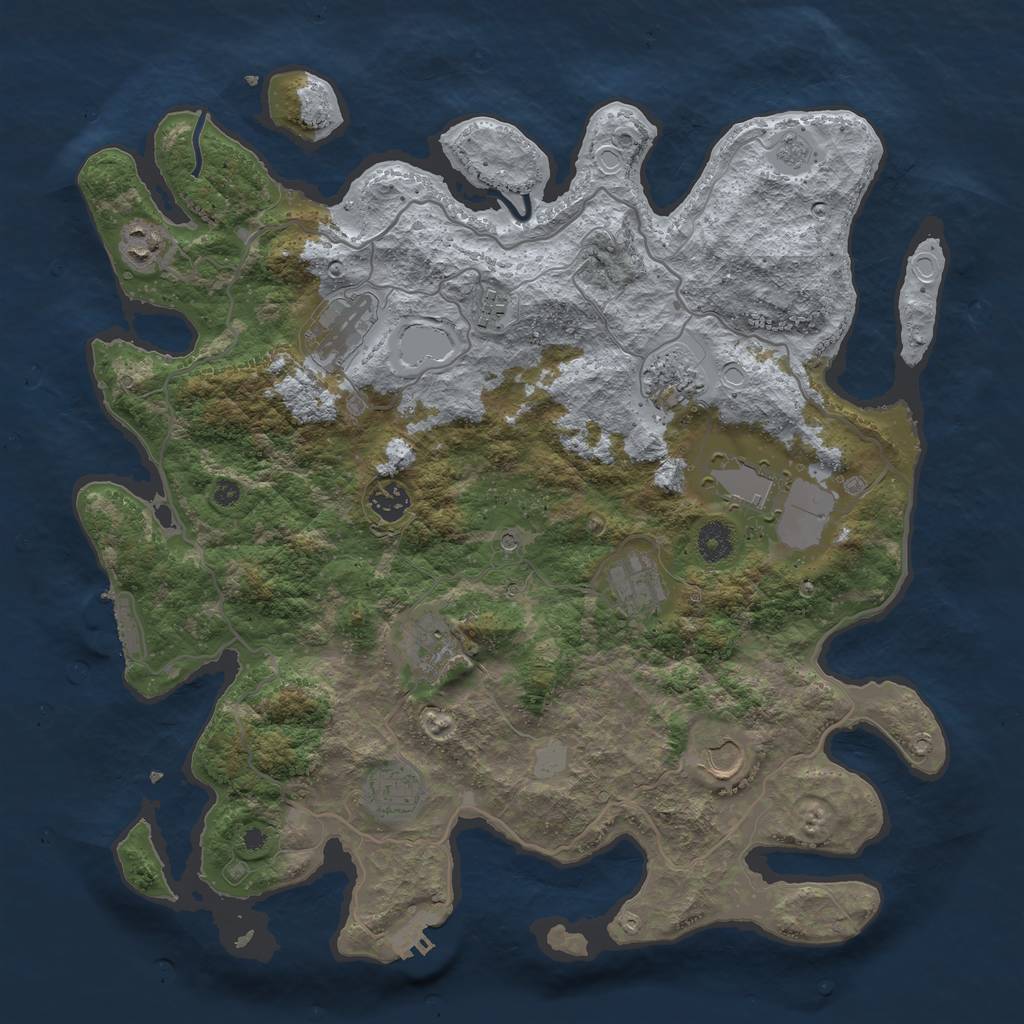Rust Map: Procedural Map, Size: 4000, Seed: 421915, 19 Monuments