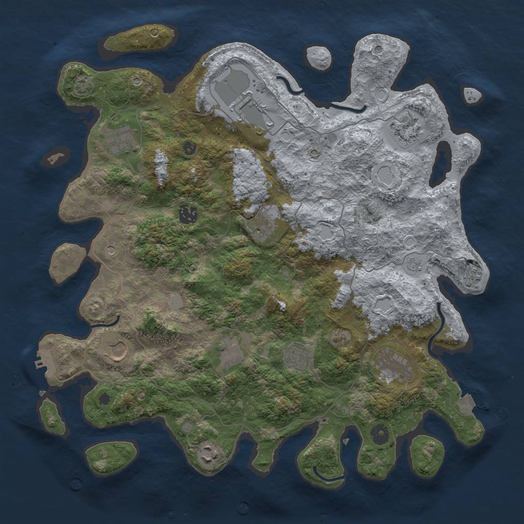 Rust Map: Procedural Map, Size: 4000, Seed: 133244394, 18 Monuments