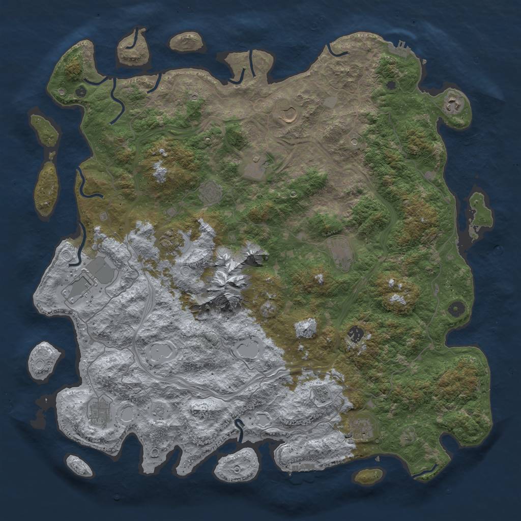 Rust Map: Procedural Map, Size: 5000, Seed: 331536326, 20 Monuments
