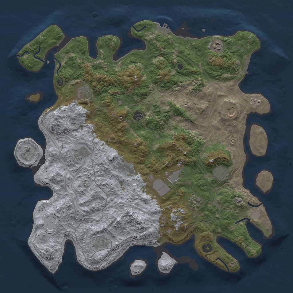 Rust Map: Procedural Map, Size: 4500, Seed: 1209050720, 20 Monuments