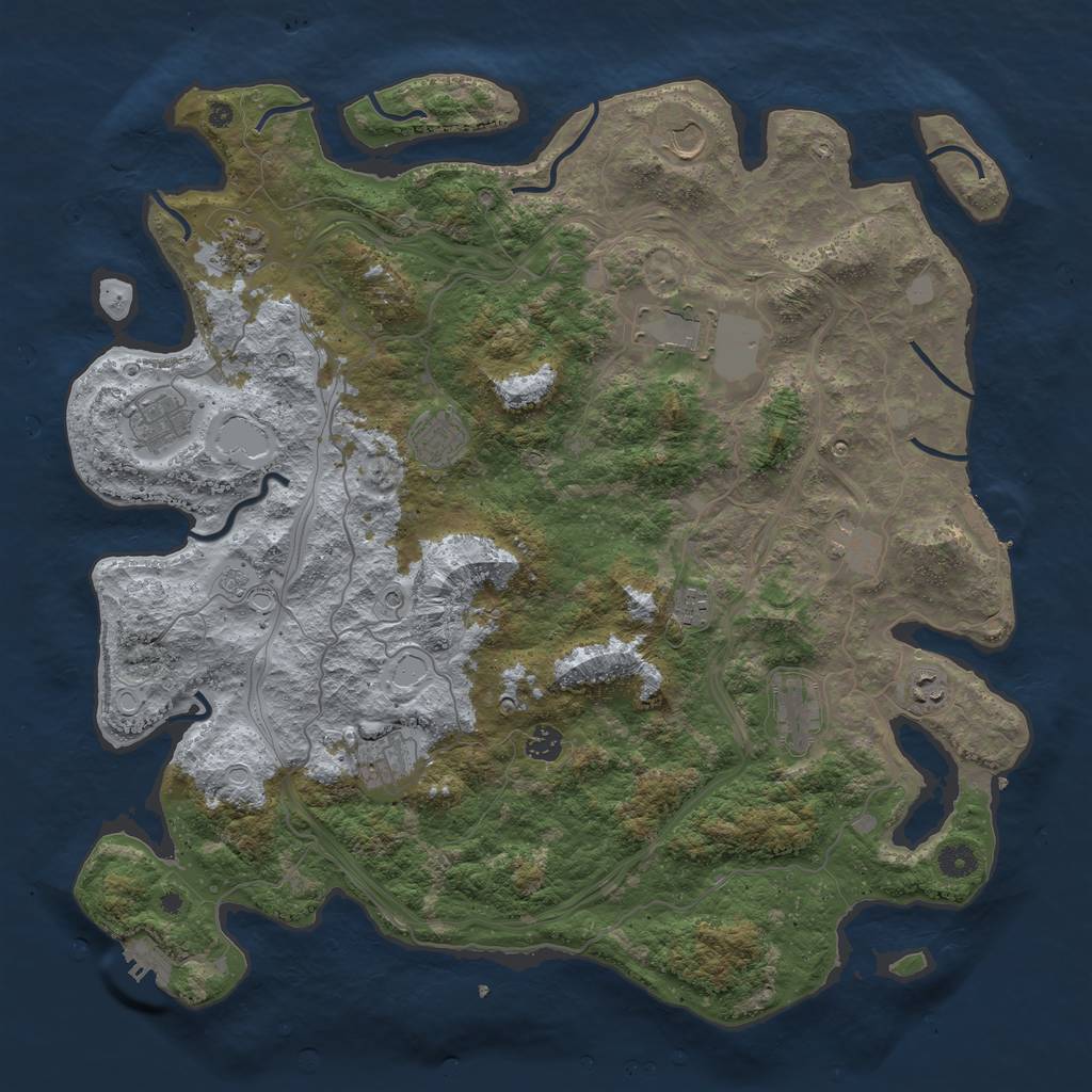 Rust Map: Procedural Map, Size: 4500, Seed: 1277101639, 20 Monuments
