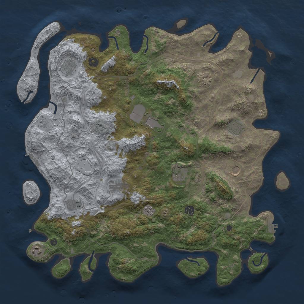 Rust Map: Procedural Map, Size: 4500, Seed: 10666, 20 Monuments