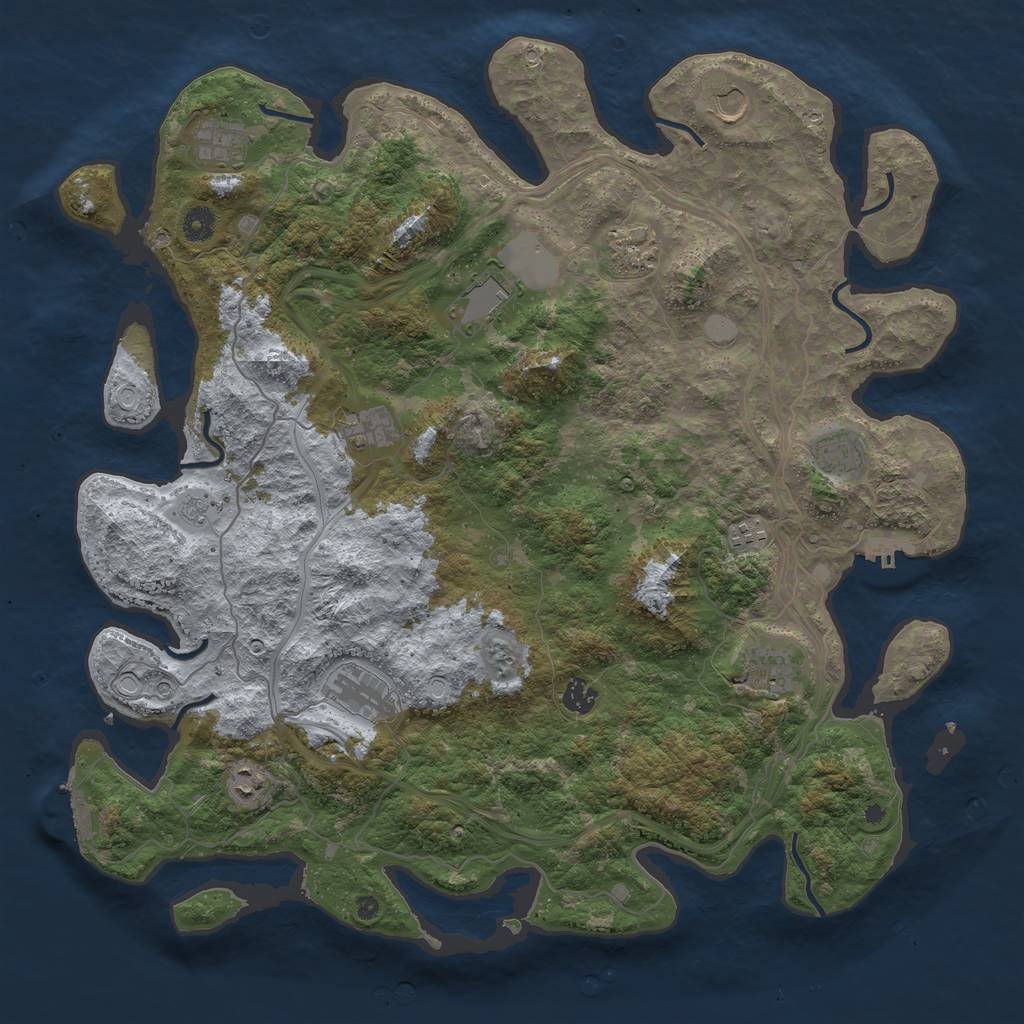 Rust Map: Procedural Map, Size: 4500, Seed: 906807613, 20 Monuments
