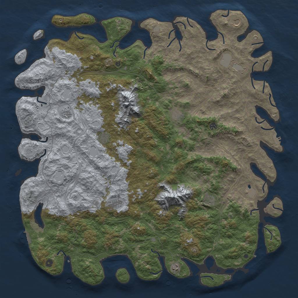 Rust Map: Procedural Map, Size: 6000, Seed: 134556345, 20 Monuments