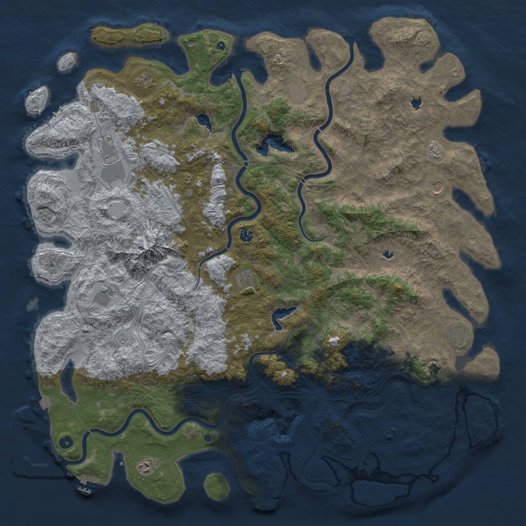 Rust Map: Procedural Map, Size: 6000, Seed: 134556345, 17 Monuments