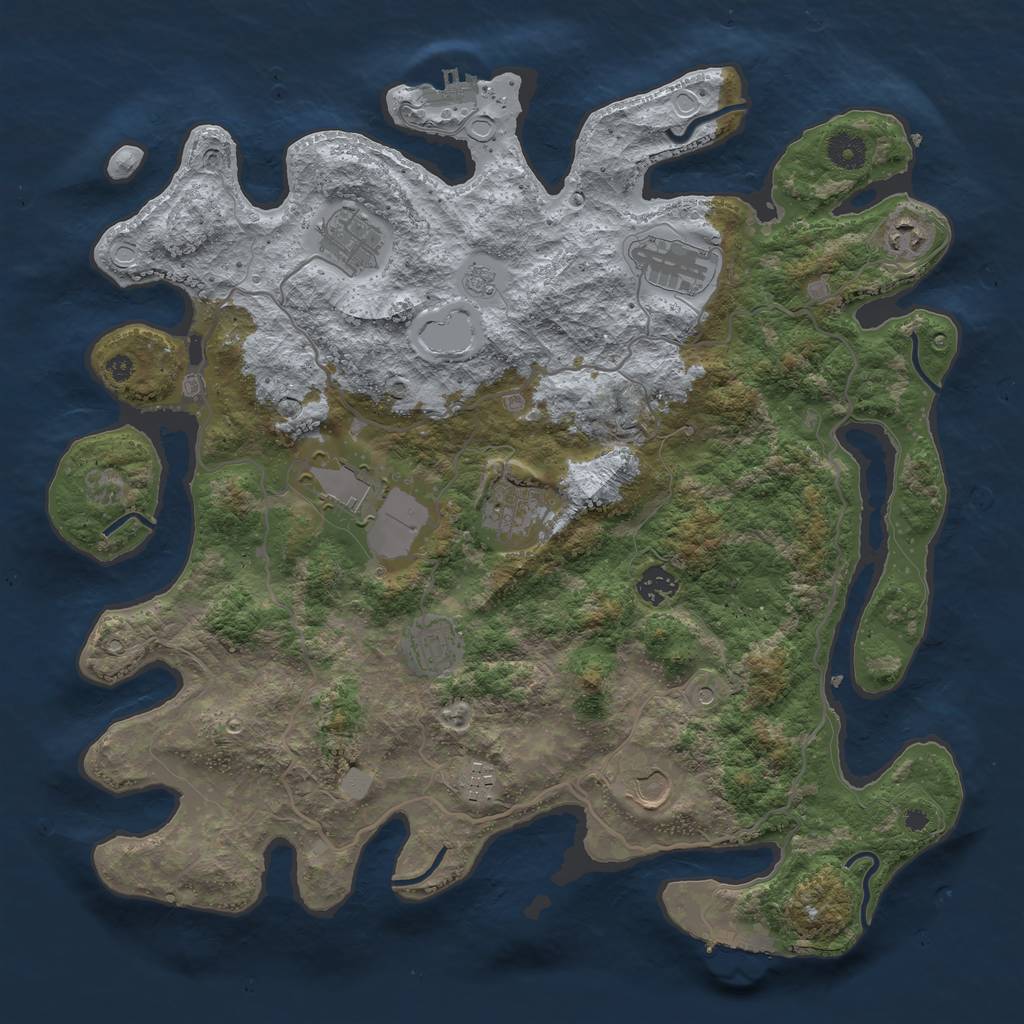 Rust Map: Procedural Map, Size: 4000, Seed: 122872, 18 Monuments