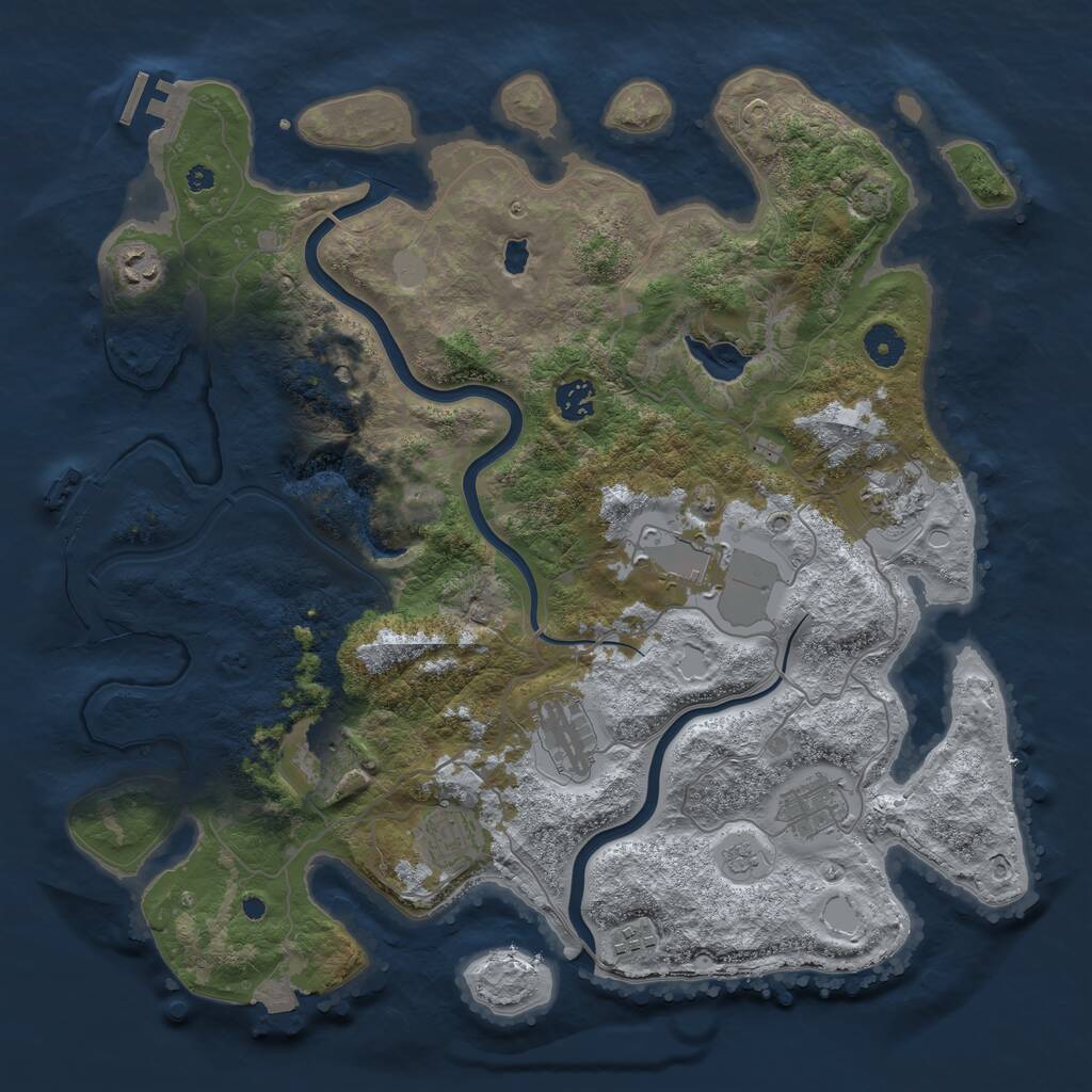 Rust Map: Procedural Map, Size: 4000, Seed: 2129963828, 15 Monuments