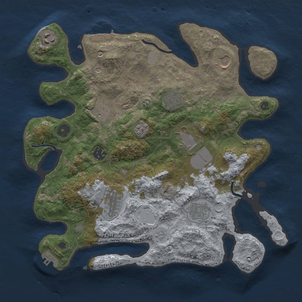 Rust Map: Procedural Map, Size: 3500, Seed: 2104734702, 18 Monuments