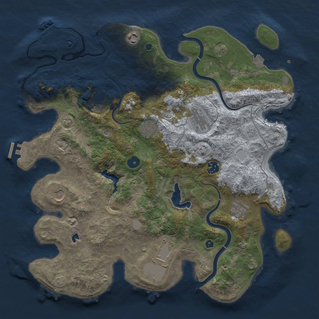 Rust Map: Procedural Map, Size: 4000, Seed: 1310747615, 14 Monuments
