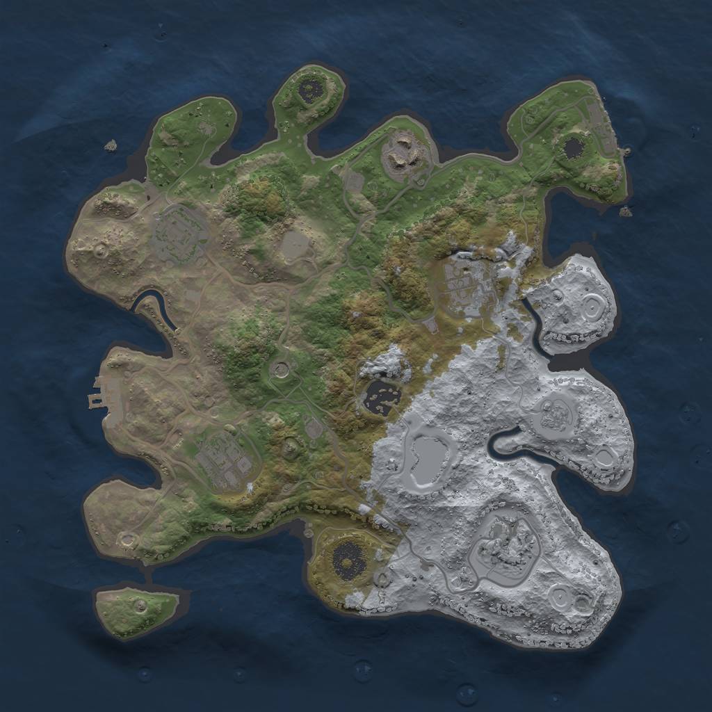 Rust Map: Procedural Map, Size: 3000, Seed: 14666, 15 Monuments