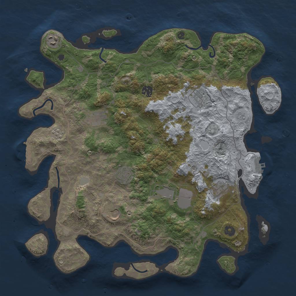 Rust Map: Procedural Map, Size: 4000, Seed: 1310747620, 18 Monuments