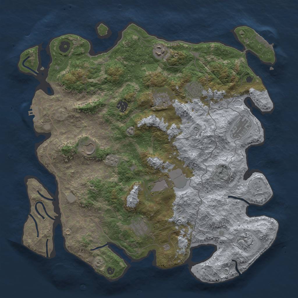 Rust Map: Procedural Map, Size: 4000, Seed: 298504, 19 Monuments