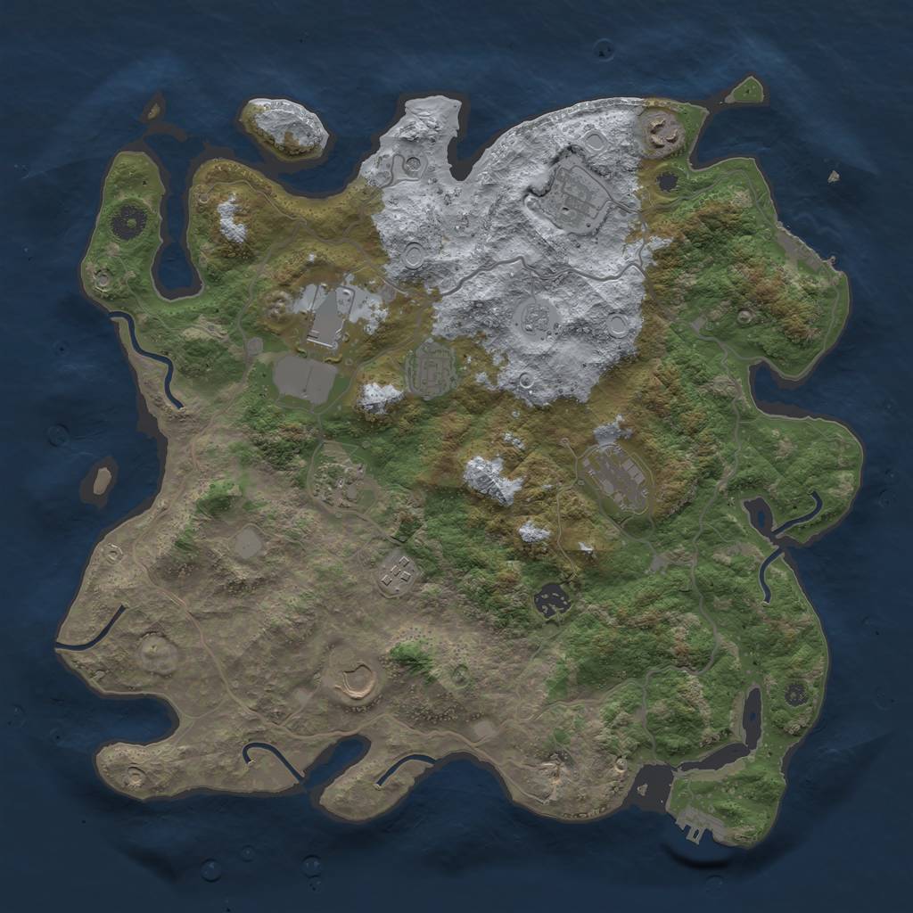 Rust Map: Procedural Map, Size: 4000, Seed: 1310747621, 18 Monuments