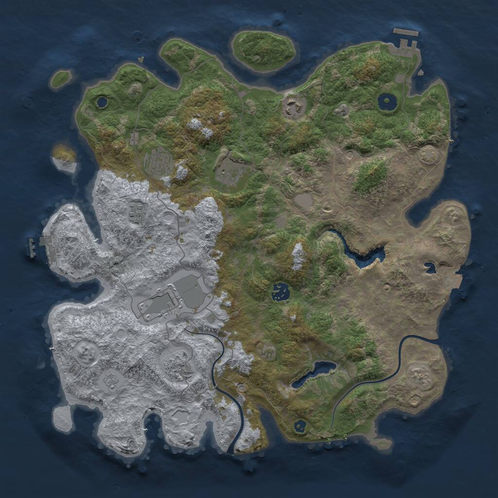Rust Map: Procedural Map, Size: 4000, Seed: 1009, 13 Monuments