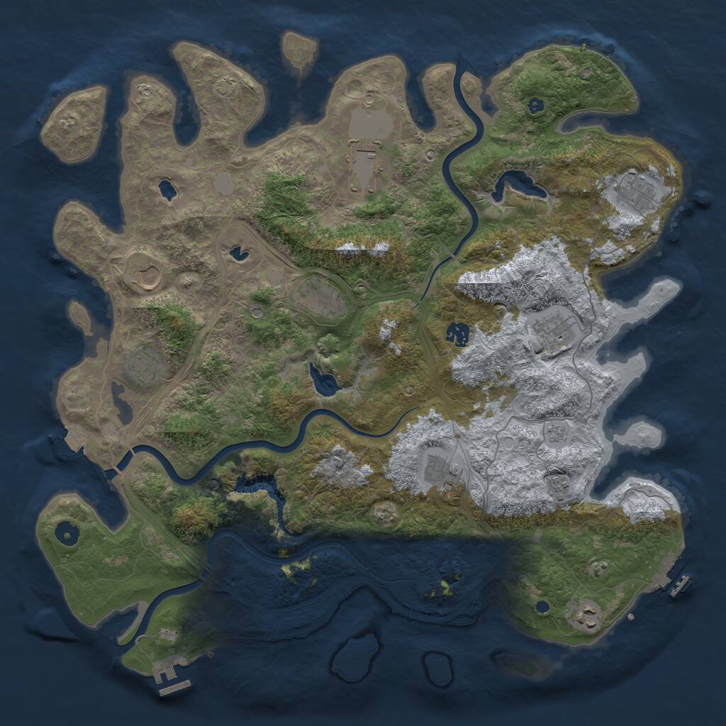 Rust Map: Procedural Map, Size: 4500, Seed: 40652913, 16 Monuments