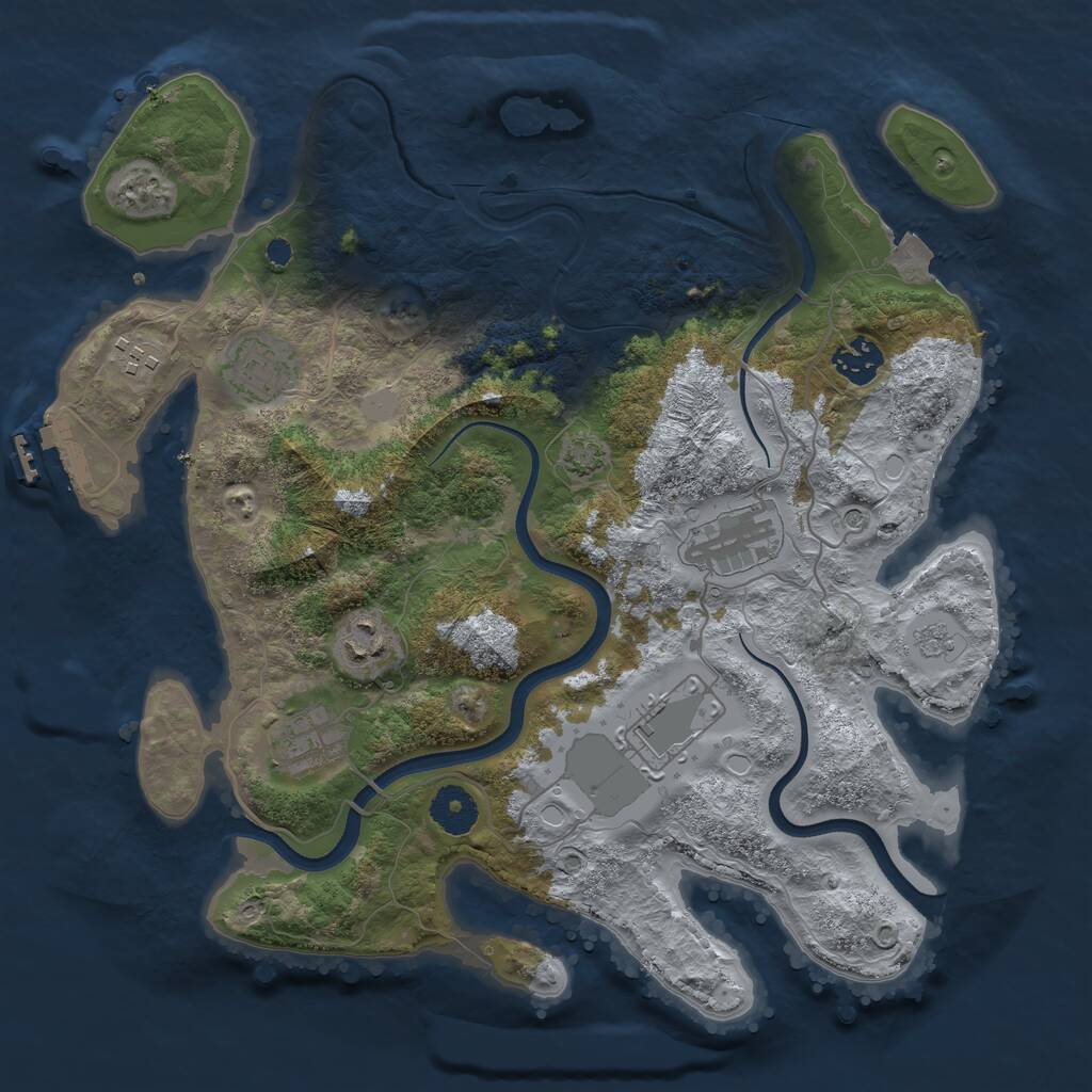 Rust Map: Procedural Map, Size: 3500, Seed: 16735, 12 Monuments