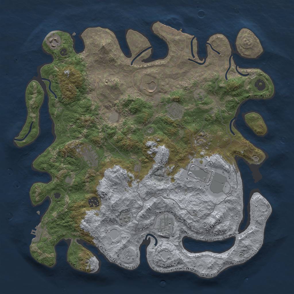 Rust Map: Procedural Map, Size: 4000, Seed: 1687126871, 18 Monuments