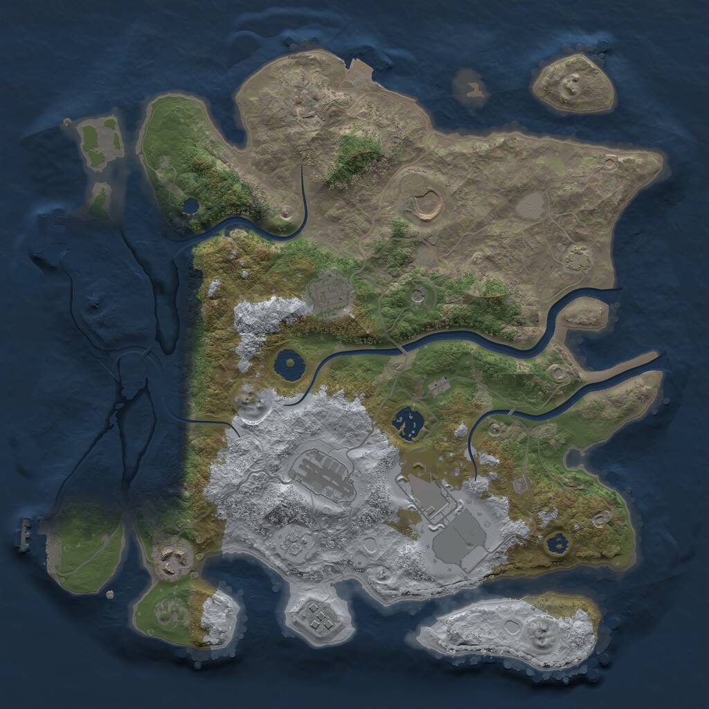 Rust Map: Procedural Map, Size: 3500, Seed: 21231, 13 Monuments