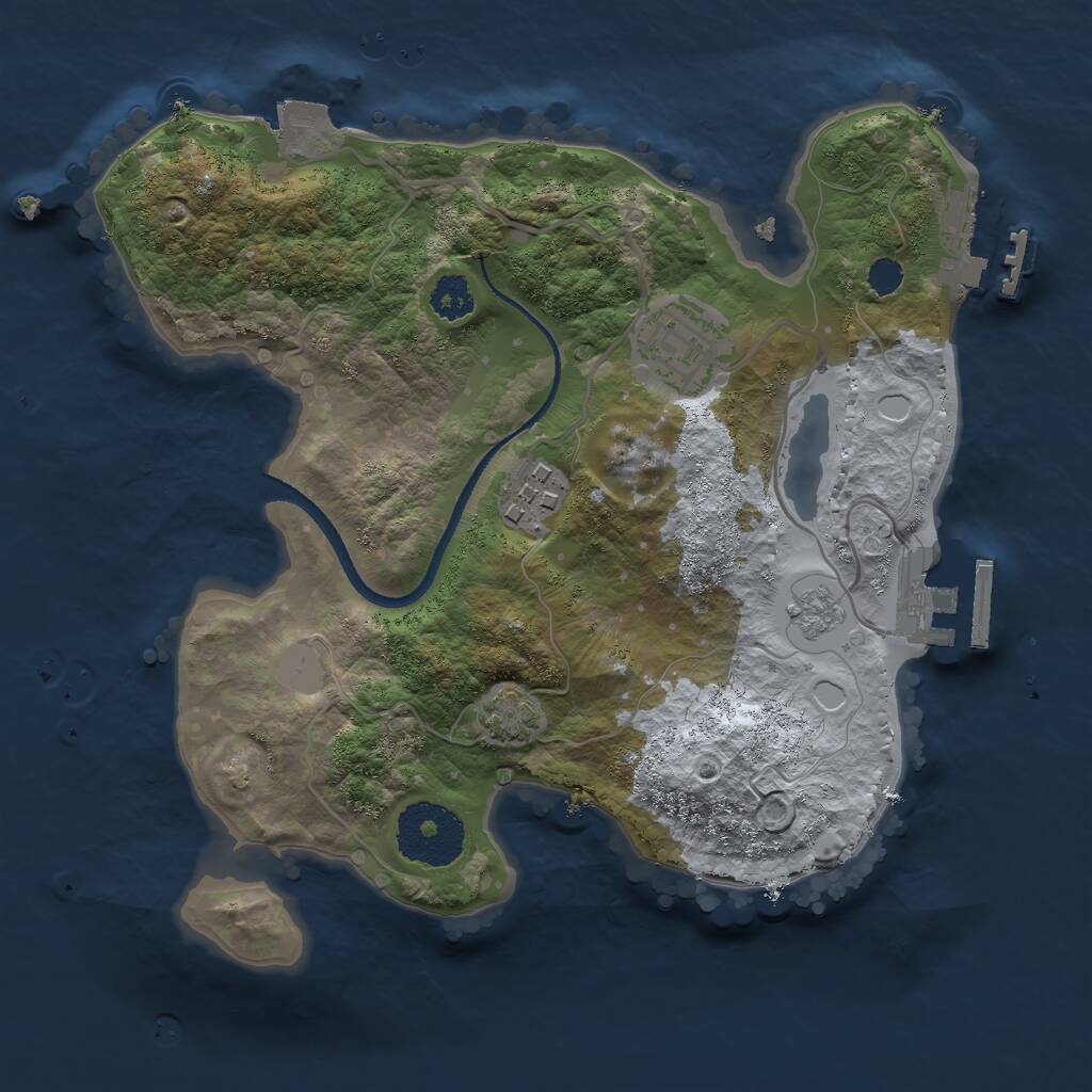 Rust Map: Procedural Map, Size: 2500, Seed: 24019, 7 Monuments
