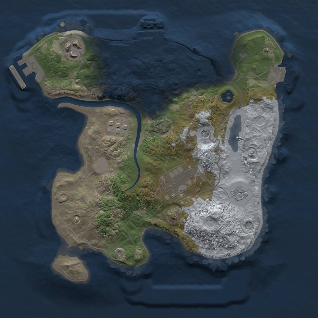Rust Map: Procedural Map, Size: 2500, Seed: 24019, 9 Monuments