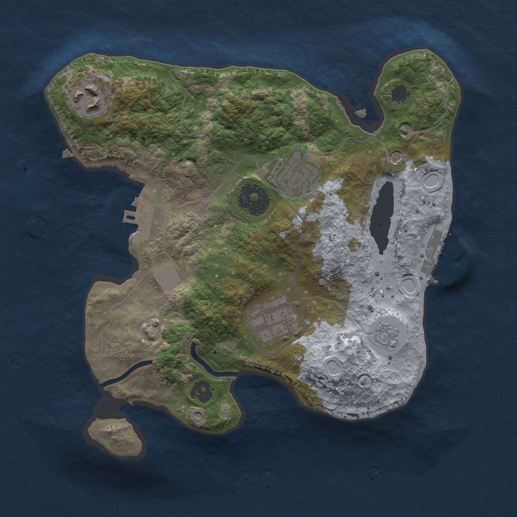 Rust Map: Procedural Map, Size: 2500, Seed: 24019, 12 Monuments