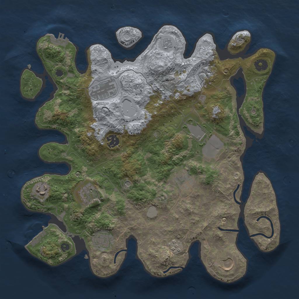 Rust Map: Procedural Map, Size: 3500, Seed: 2051395192, 19 Monuments