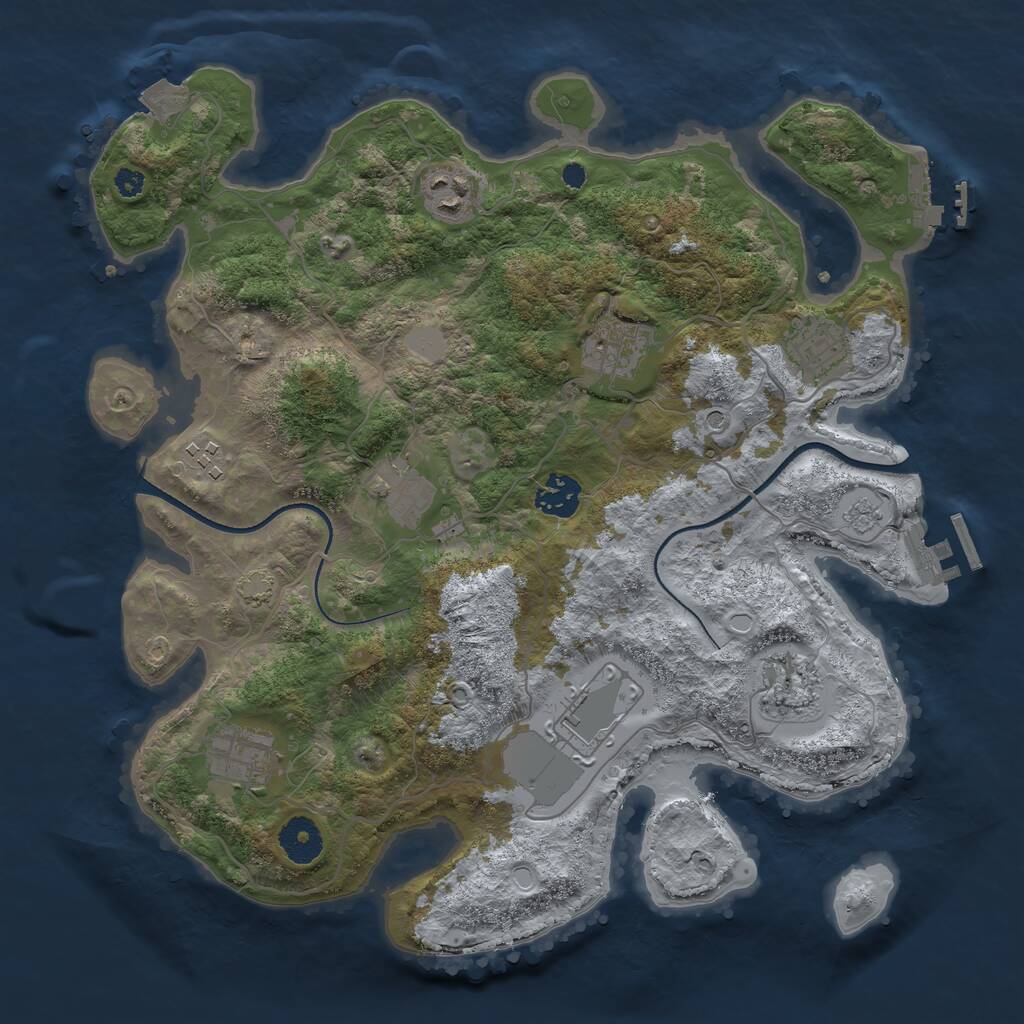 Rust Map: Procedural Map, Size: 3500, Seed: 8654566, 15 Monuments