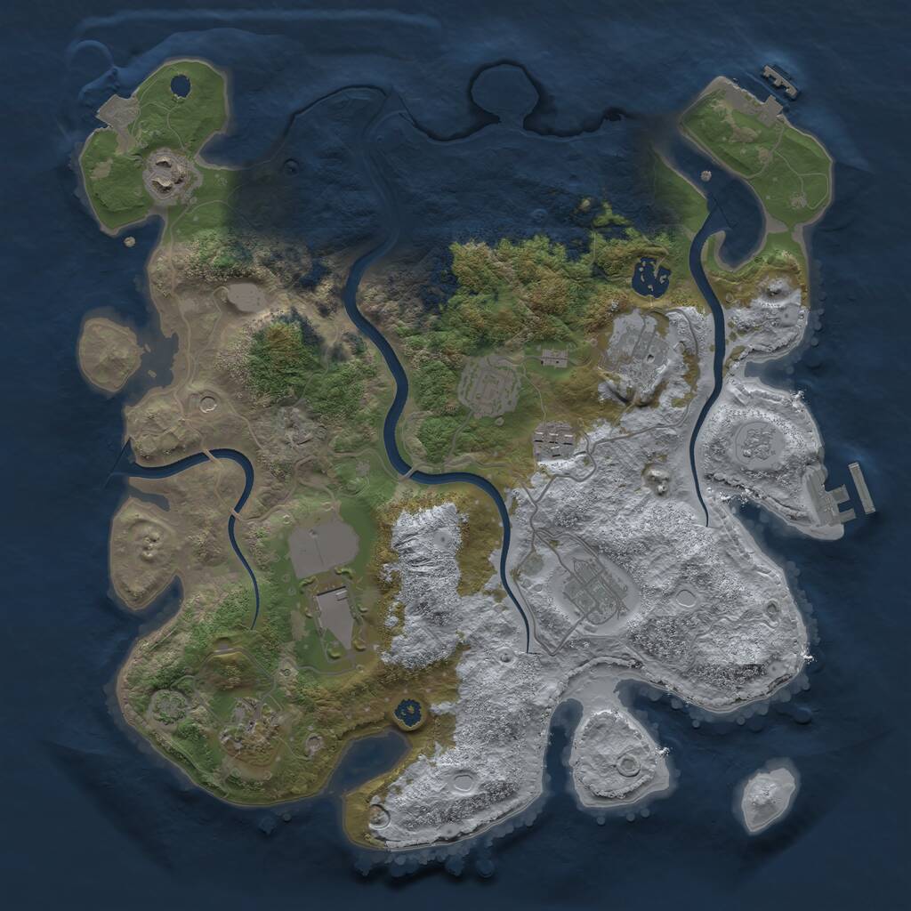 Rust Map: Procedural Map, Size: 3500, Seed: 8654566, 14 Monuments