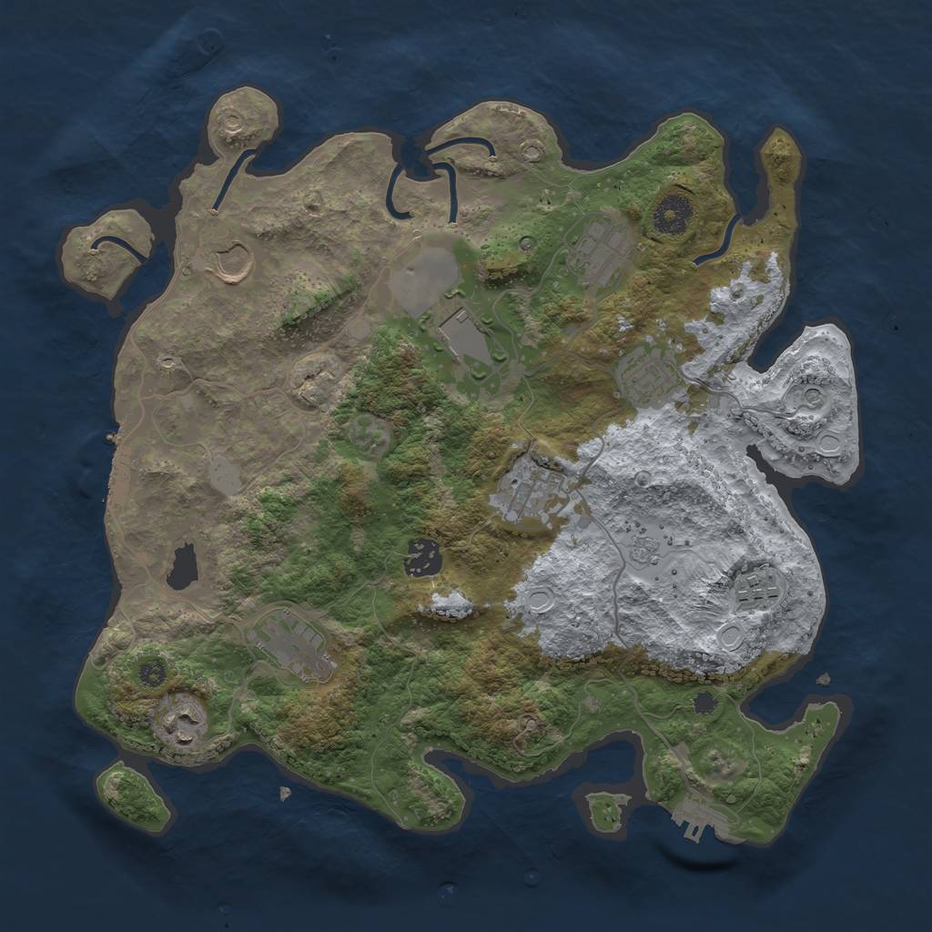 Rust Map: Procedural Map, Size: 3500, Seed: 33873, 18 Monuments