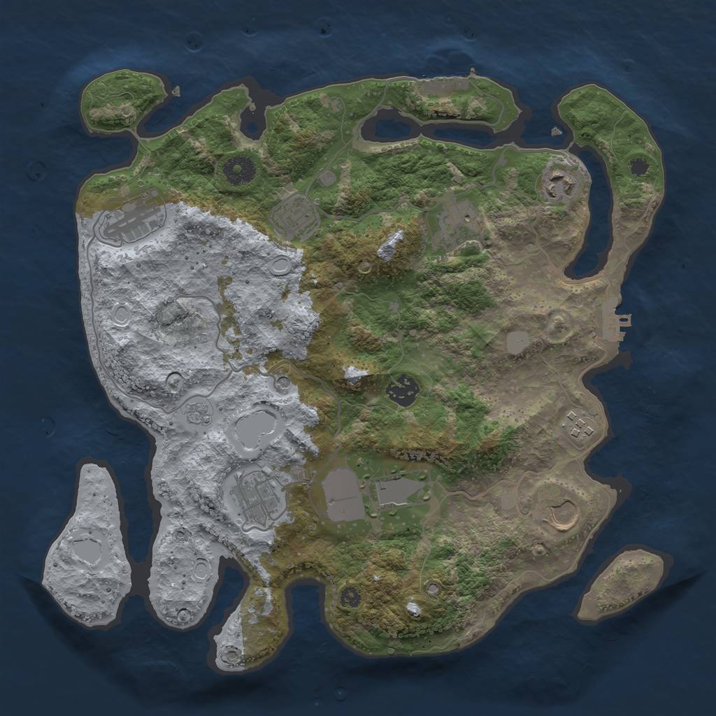 Rust Map: Procedural Map, Size: 3500, Seed: 707925458, 18 Monuments