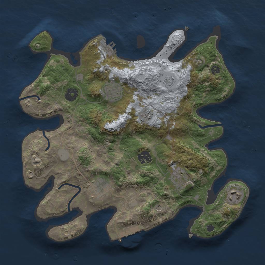 Rust Map: Procedural Map, Size: 3000, Seed: 801, 15 Monuments