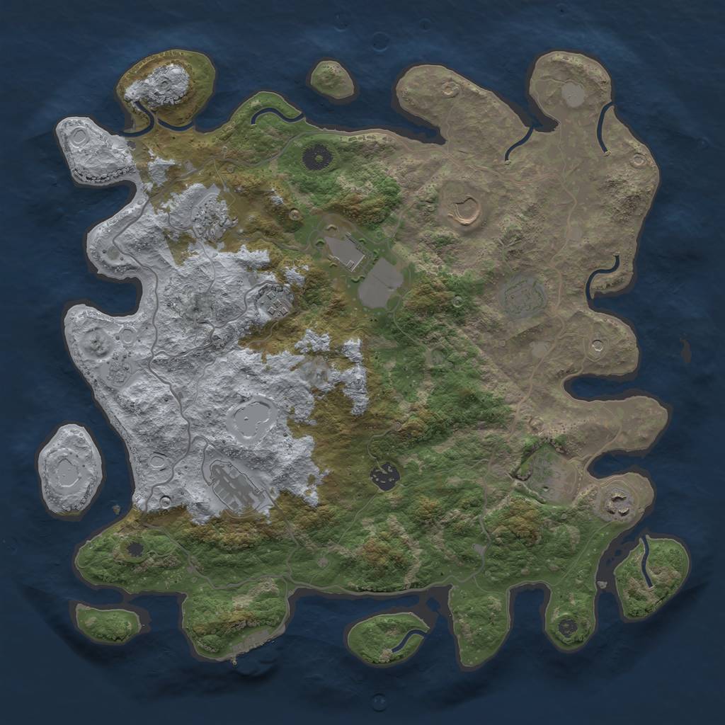 Rust Map: Procedural Map, Size: 4000, Seed: 5947, 17 Monuments