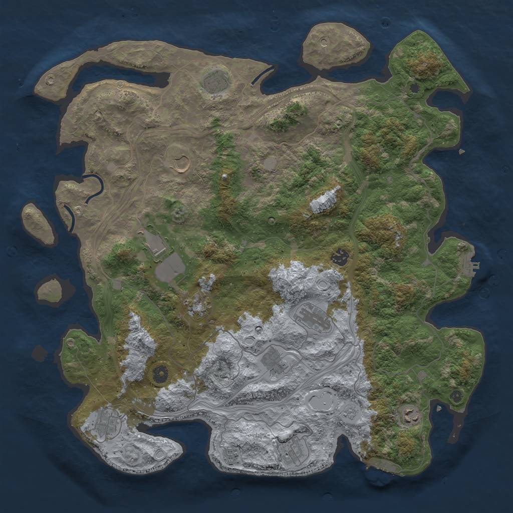 Rust Map: Procedural Map, Size: 4500, Seed: 2424, 20 Monuments