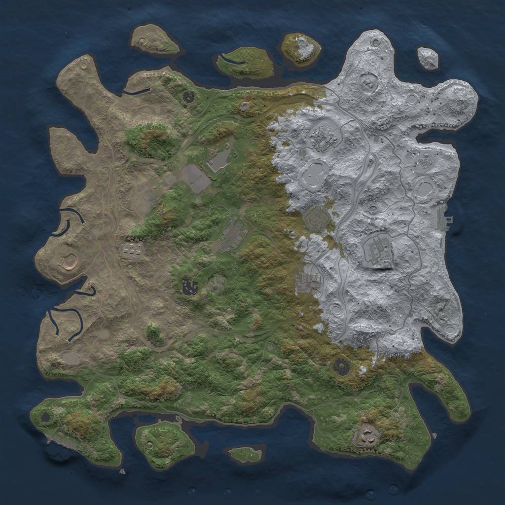Rust Map: Procedural Map, Size: 4500, Seed: 97243028, 20 Monuments