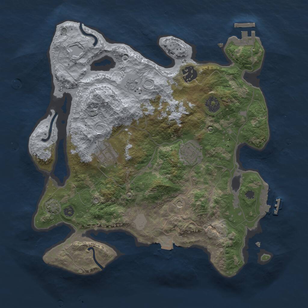 Rust Map: Procedural Map, Size: 3000, Seed: 653735360, 9 Monuments