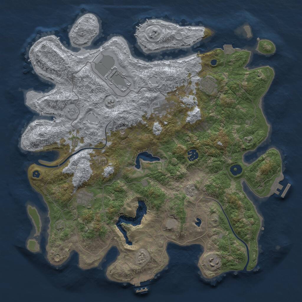 Rust Map: Procedural Map, Size: 4000, Seed: 511276638, 13 Monuments